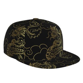 Chinese Japanese Dragon Baseball Cap Snapback Hats Adjustable Flat Brim Cap Dragon Trucker Hat for Men Women