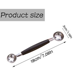 SURALIN 1 Pack Double Sided Fruit Melon Ball Scoop, 2 in 1 Melon Ball Scoop, Stainless Steel Ball Scoop, Scoop for Watermelon Melon Ice Cream, 18cm