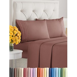 Queen Size 4 Piece Sheet Set - Extra Soft, Breathable & Cooling Sheets - Hotel Luxury Durable Bed Sheets for Women & Men - Deep Pockets, Easy-Fit & Wrinkle-Free Sheets - Copper Brown Oeko-Tex Sheets