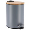 EVIDECO French Home Goods Gray Step Trash Can with Bamboo