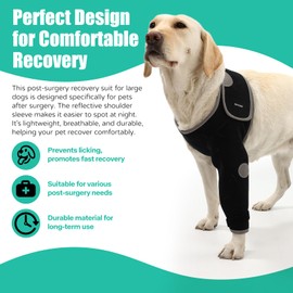 Kercynar Dog Recovery Sleeves, Cone Collar Alternative, Reflective Material Design Abrasion Resistant Dog Recovery Suit, Washable 3mm Thick and Waterproof, Pets Sleeve Anti Licking Wounds and Keep Dry