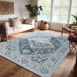 ILANGO Area Rug 5'x7' for Living Room Bedroom Washable Moroccan Boho Rugs for High Traffic Area Non Slip & Non-Shedding Rugs Fade Resistant Carpet for Kitchen Office (Beige)