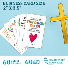 60 Prayer Cards Mini Scripture Cards with Assorted Bible Verses for Bible Studies, Inspirational Religious Christian Gifts for Family - JK0410