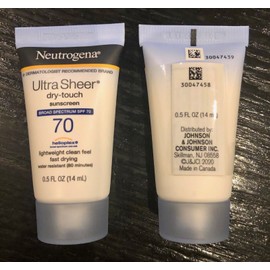 Neutrogena Sheer Ultra Dry-Touch Sunblock SPF 70 Travel Sz. .5 oz Lot X 10