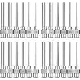 Honoson 24 Pcs Industrial Dispensing Tips, 1 Inch Stainless Steel Blunt Tip for Syringe Applicator, Multi-Size Kit for Adhesive, Glue, Lubricant (8-18 Sizes)