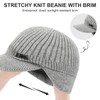 Mayoii Winter Beanie Hat with Visor for Men, Stretchy Knit