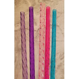amber.orchid951 5-12" 10mm Light Hot PiNK Purple Aqua Blue Lilac Glass LOOK Swirl Fat Straw Set