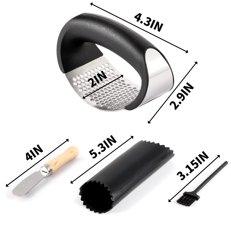 2 Pack Garlic Press Rocker, Stainless Steel Garlic Mincer with