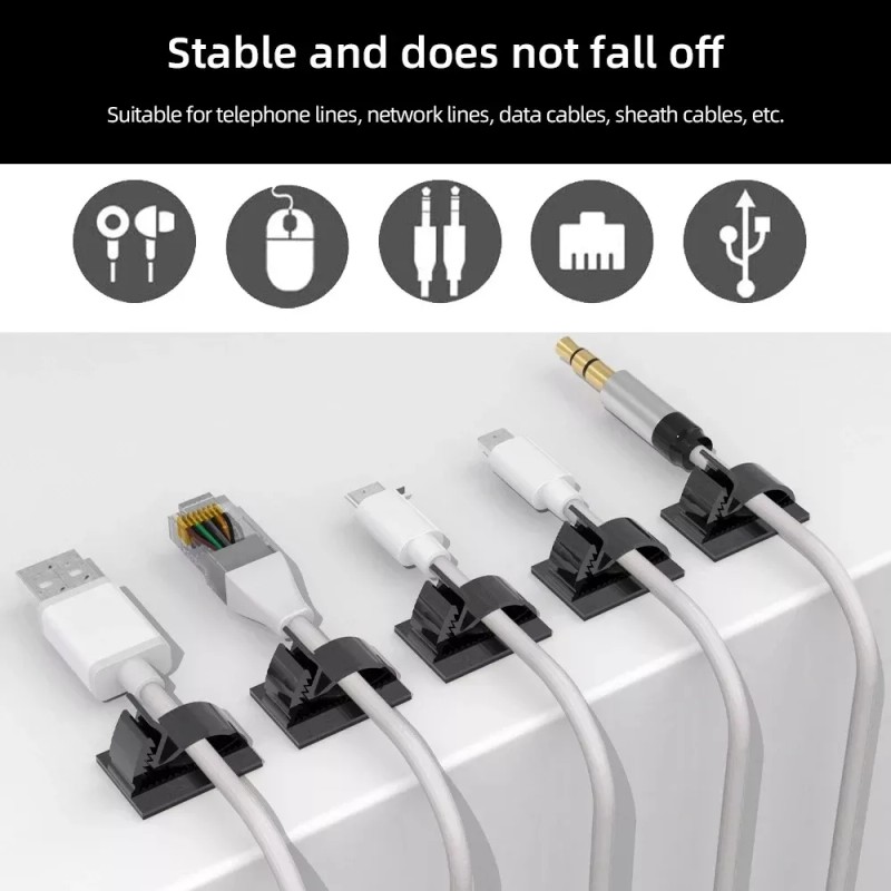 Estuchelandia 50 Pzs Clip Organizador Ajustable Cables Autoadhesivo Sosten