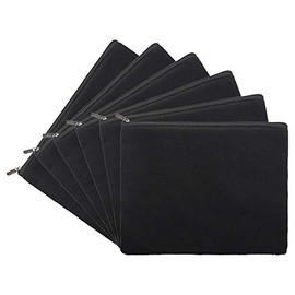 Aspire 6-Pack Black 12oz Cotton Canvas Zipper Bags Pen/Pencil Cases 8 x 6 Inches