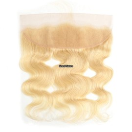 Grand Nature Lace Frontal Blonde 613 Body Wave Pre Plucked Hair Line Ear To Ear Lace Closure With Bangs