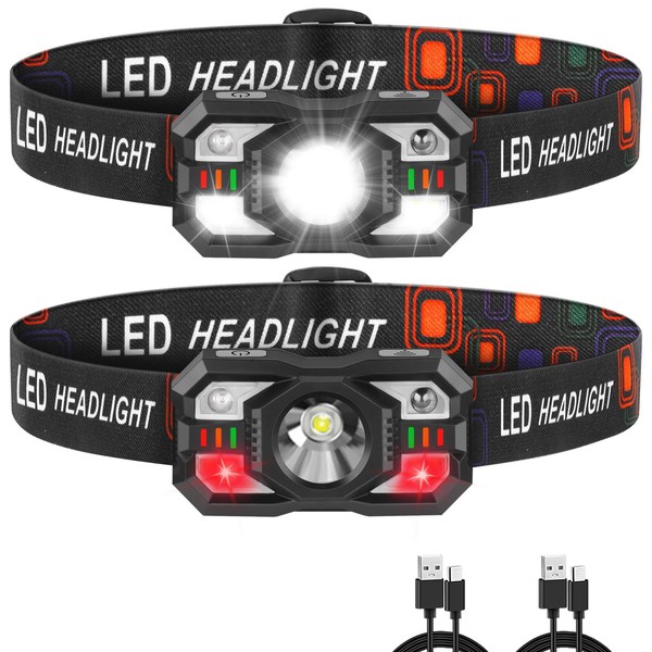 Staaricc Headlamp Rechargeable LED Headlamp with Red Light 2Pack Headlamps