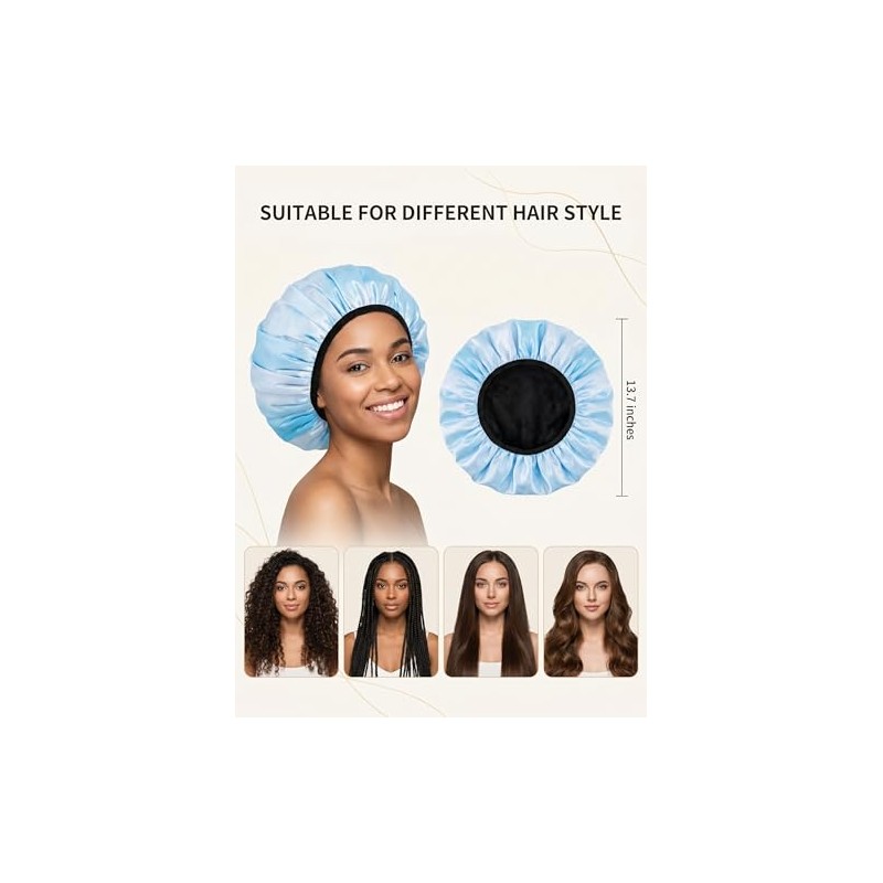 Aquior Gorro Ducha Reutilizable Forro Rizo Mujer Triple Capa Impermeable