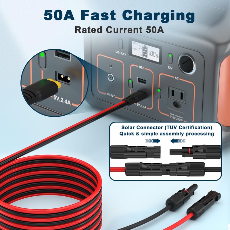 Solar Connector to XT60 Female Adapter Extension Cable Solar Panel