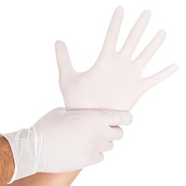 FRANZ MENSCH Hygostar Safe Virus Examination Gloves, Nitrile, Pack of 100, White, 8/M, L: 24 cm, Examination Gloves, Disposable Gloves, Nitrile Gloves