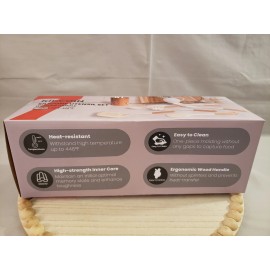 KIKCOIN Kitchen Utensil 7pcs Silcone Wood Handle Heat Resistant Flexible - New!