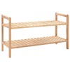 vidaXL Solid Walnut Wood Shoe Rack - 27.2"x10.2"x15.7" Beige 2