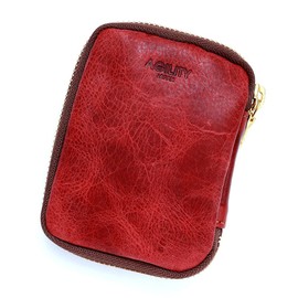 Agility affa "Double" Smart Key Case, Storage of 2, Key Case, Key Pouch, Card Key, License Wallet, Genuine Leather, Compact Men's, Women's, red