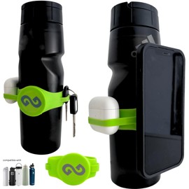 Gymmi - Magnetic Water Bottle Phone Holder Silicon Gym Strap | Premium Gym Accessory for Men and Women | Holds Phone, Keys & Earphones | Universal Fit for 12 oz – 40 oz Gym Bottle (Neon Green)