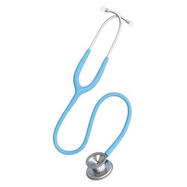 DocCheck "Lausch" Stethoscope - Double Head Chestpiece, Thick-Walled Tubing System, Adjustable Ear Hooks, Includes Name Tag & Spare Parts Set, Latex-Free, 77 cm, 190 g (Light Blue)