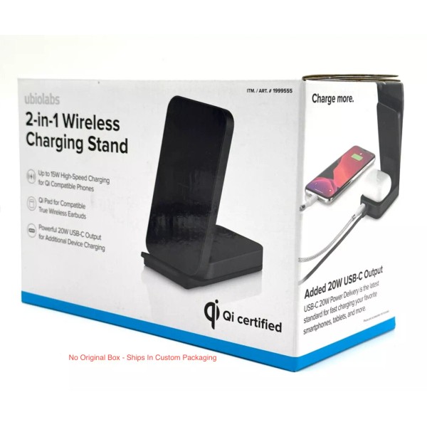 Ubiolabs 2 in 1 Qi Certified Wireless Charging Stand For