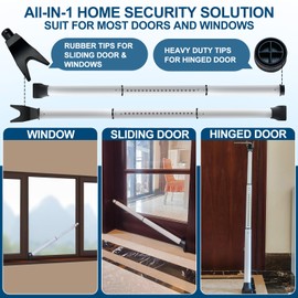Rerishom Door Security Bar, Door Stoppers Security bar,Heavy Duty Door Lock Security Door Jammer Door Stopper for Apartment, Hotel Room,Screen Door Hardware, 1 Pack