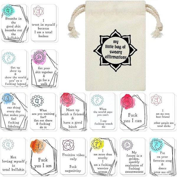 Leadigol 32 Pcs Affirmation Card,Encouragement Words with Little Bag,Swear Affirmation