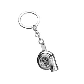 Adunsiaoto Polished Car Keyring Turbo for Decoration, Car Key Fob Turbo, Spinning Turbo Keyring, Turbo Keyring (Silver)