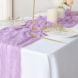 2 Pack Light Purple Cheesecloth Table Runners, 10Ft Gauze Table Runner Boho Wedding Cheese Cloths Decor for Bridal Baby Shower Birthday Party Centerpiece Tea Party Easter Decorations