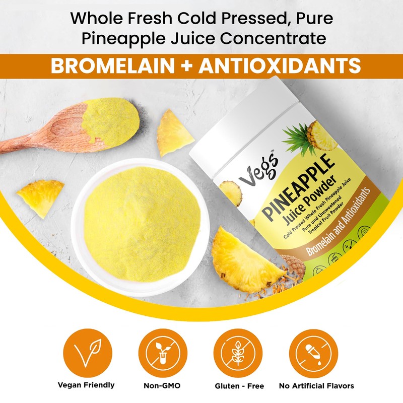 Vegs Pineapple Juice Powder - Freeze Dried Organic Pineapple Powder