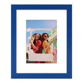 Vittanly 8x10 Picture Frame, Engineered Wood with Shatter Resistant Plexiglass, Display Pictures 5x7 with Mat or 8x10 without Mat, Photo Frame for Wall or Table Top Display, Blue, 1 Pack
