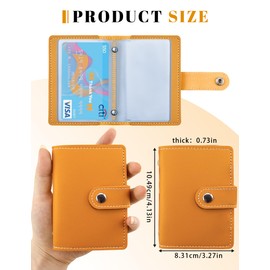 GAUENEEN Leather Business Card Holder, 26 Card Slots, RFID Blocking Secure Professional Card Organizer with Snap Closure (Yellow)