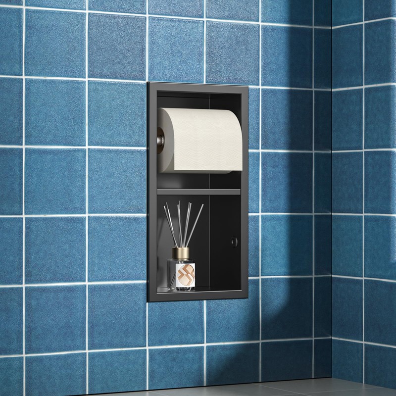 Bernkot Recessed Toilet Paper Holder, Double Roll Toilet Tissue Holder