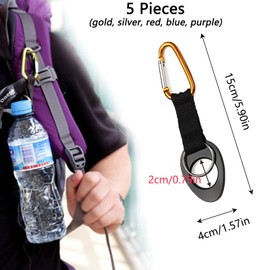Bottle Holder Belt Backpack 5 Pieces Carabiner Set Colourful Drink Holder Bottle Holder Clip Colour Carabiner Hook Aluminium Set Small for Running Outdoor Fishing Camping Jogging Expedition