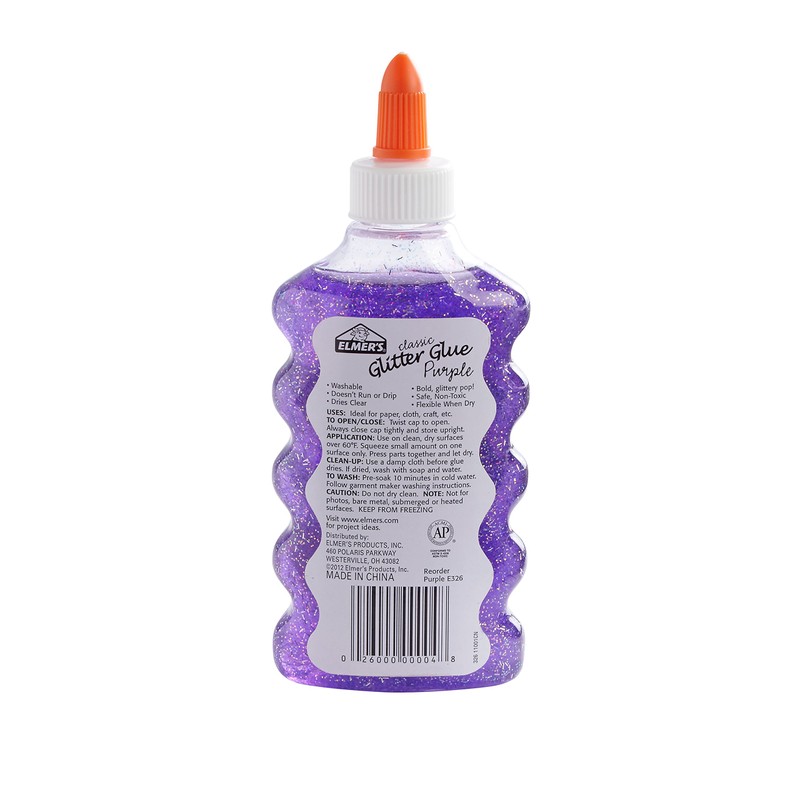 Elmer's Liquid Glitter Glue, Washable, Purple, 6 Ounces, 1 Count