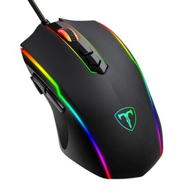 VIVIJO Gaming-Maus, kabelgebunden, hohe Leistung, Gaming-Maus mit 7200 dpi, verstellbar, RGB, 8 programmierbare Tasten, ergonomisch, PC/Mac – Schwarz