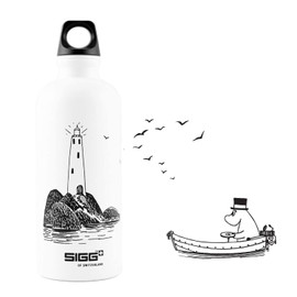 SIGG X Moomin Lighthouse Kids Drinking Bottle (0.6 L), Non-Toxic Water Bottle with Leak-Proof Lid, Made in Switzerland Aluminium Flask for Water