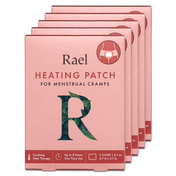 Rael Heating Pad, Herbal Heating Patches - Period Heating Pads for Cramps, Heat Therapy, Ultra Thin Design, On The Go Size, for All Skin Types (15 Count)