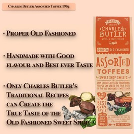 Charles Butler Assorted Toffee | Old Fashioned Sweets | from England | Individually Foil Wrapped British Toffee for Birthday & Christmas | Gift English Toffee Assortment | 6.70 Oz (190g)
