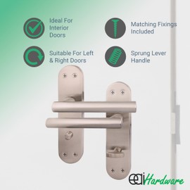 EAI Satin Bathroom Door Handles | 1 Pair of Satin Nickel Internal T-Bar Handles on Backplate | Oliena Range