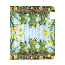 ALAZA Cute Frogs with Big Eyes Yellow Daffodils Magnetic Mailbox Cover MailWraps Garden Yard Home Decor for Outside Oversized-25.4" x20.8"
