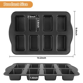 GBACHOOSE 3 Pack Mini Loaf Pans 8 Cavity Non-Stick, Mini Bread Loaf Pans Carbon Steel Baking Pan Mini Loaf Pans for Baking Bread Mini Bread Loaf Baking Pan Brownie Pan for Baking Oven