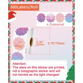 Wonlabel 2 x 2 Flower Thermal Labels, 2 inch Round Thermal Sticker Label for Business and Home, Circle Thermal Printer Labels for DIY Logo Design, Thanks Card, 500 PCS/1 Roll