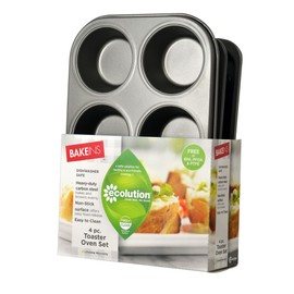 Ecolution Toaster Oven Bakeware 4Piece Set Nonstick Heavy Duty Carbon Steel, 4-Piece, Gray