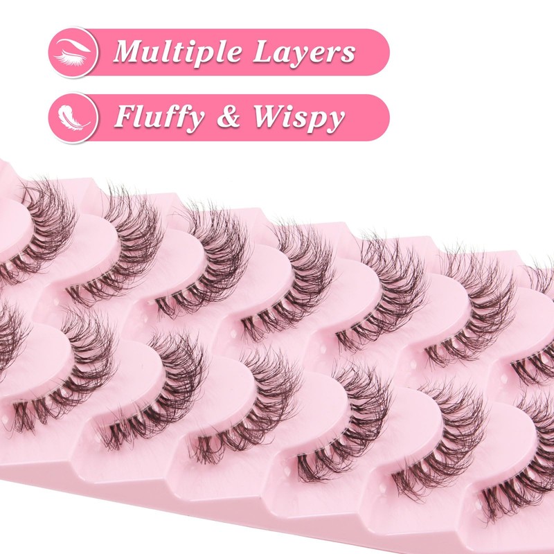 Parriparri Eyelashes, Natural Look, Fluffy False Eyelashes, Clear Band, 7