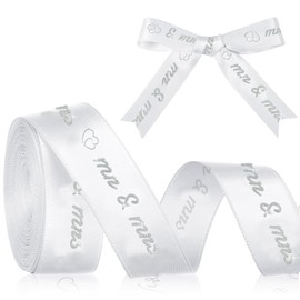 5 m x 1.5 cm Mr & Mrs Decorative Wedding Gifts for Bride and Groom, Silver Wedding Decoration, Ribbon Wedding, Gift Ribbon, Wedding Invitations, Bridal Bouquets, Gift Packaging, DIY (Silver)