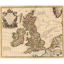 Historic Map : England; Ireland, British Isles 1742 Isles Britanniques, Vintage Wall Art : 44in x 37in