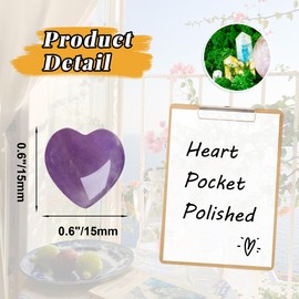 YATOJUZI 20PCS Amethyst Heart Healing Crystals Natural Amethyst Crystal Set Purple Love Stones Polished Stone Bulk Wholesale Mini Pocket Gemstones Reiki Energy Gifts for Women