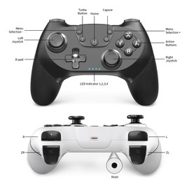 AceGamer 2pcs Wireless Controller für Switch/Lite/OLED, Controller für Switch Pro mit Weckfunktion mit einer Taste，Switch Pro Controller mit Doppel vibration/Turbo/Screenshot (Schwarz & Weiß)