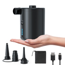 Akku Luftpumpe Luftmatratze, 4000mAh Elektrische Luftpumpe Luftmatratze, 3 Luftdüsen, Schnellem Aufblasen/Entleeren, Mini Pumpe Luftmatratze für Schlauchboot Planschbecken